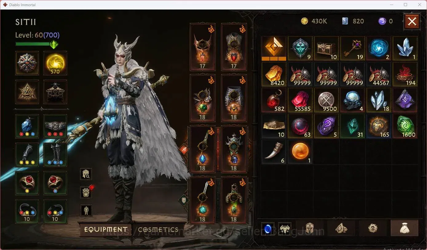 Diablo Immortal Accounts SEA - Vasily | 60 (700) Blood Knight | CR 42K | Re image 12