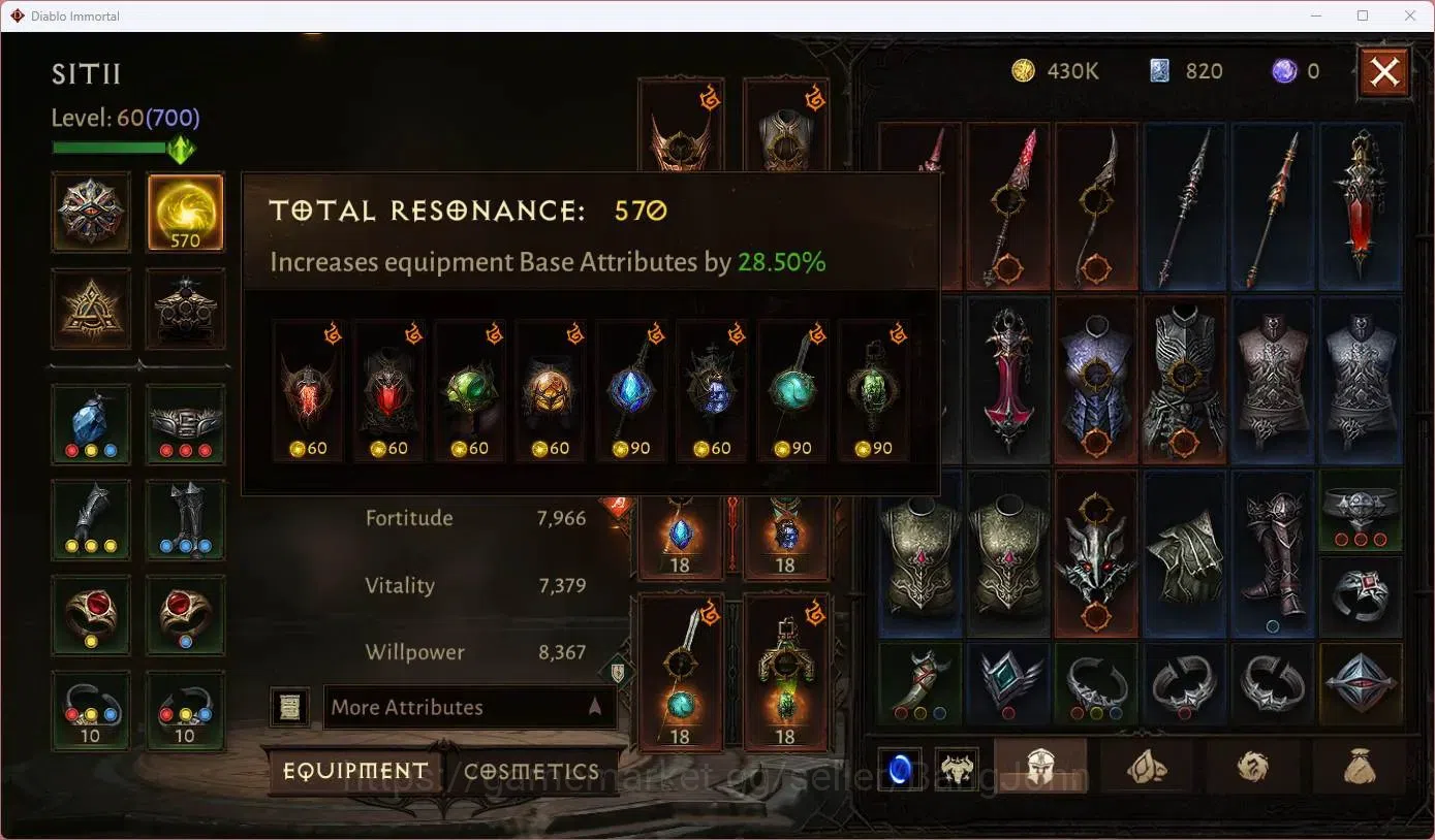 Diablo Immortal Accounts SEA - Vasily | 60 (700) Blood Knight | CR 42K | Re image 7