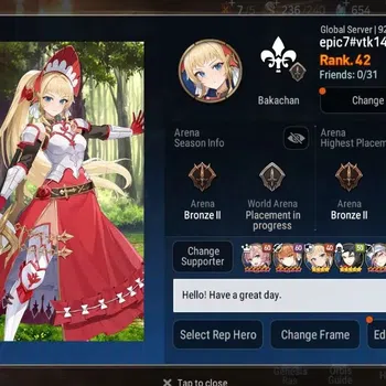 Epic Seven Accounts Starter Global Unverif|7ML (Dark Dienne,DK Sharun,LC Bellona,Etc)|PoH+Bless ON|SS 654|Rank
