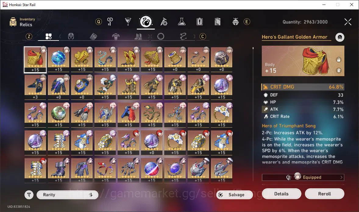 Honkai Star Rail Accounts [ASIA] TL 65 | 15 Limit | Castorice | Hyacine | Tr image 8