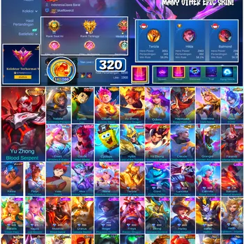 Mobile Legends: Bang Bang Accounts #4715 320 Skins | Yu Zhong Blood Serpent (COLLECTOR) | Dyrroth Gon (HUNTER X HUNTER