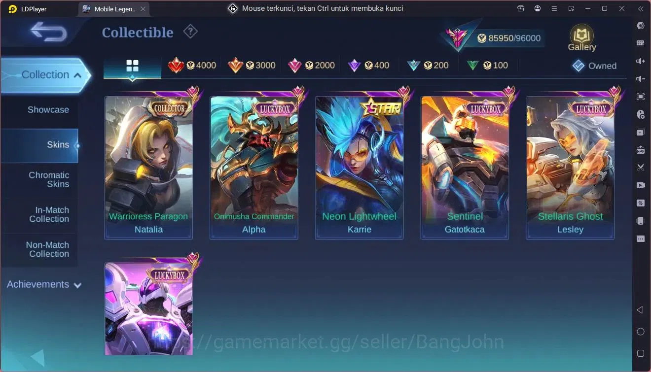 Mobile Legends: Bang Bang Accounts Global|Hero 132|Skin 337|Exalted|Legend Lunox|Sanr image 9