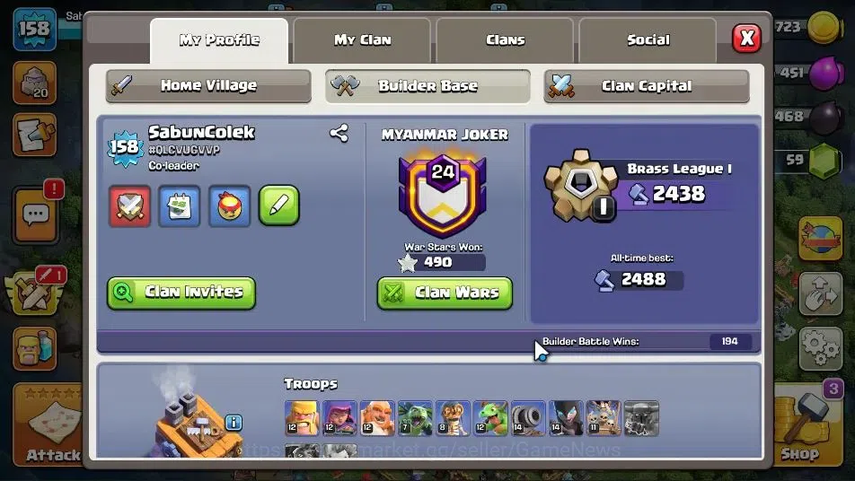Clash of Clans Accounts LV 158|TH 16-BH 8|HH 9|Limited Skin|BK 61,AQ 80,GW image 4