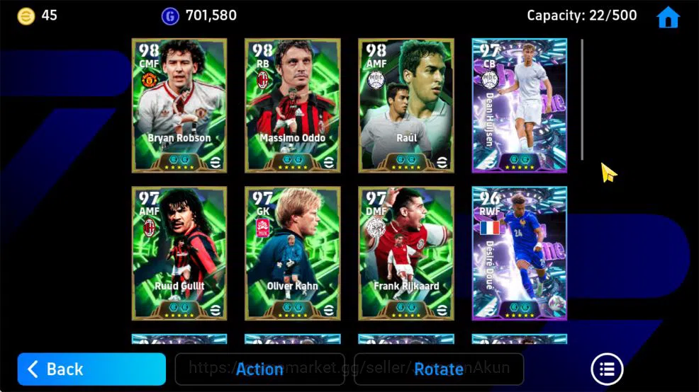 eFootball Accounts Mid-Tier Mobile|Bryan Robson,Desire Doue Blitz Curler,Ruud Gullit Low Screamer,Oliver Kahn GK Spirit 3