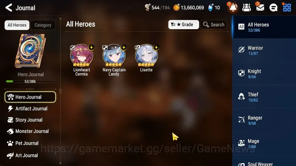 Epic Seven Accounts High-End GLOBAL UnVerif|NewEra| 3 ML (Lisette,NC Landy,Lion Cermia)+Setsuka,Peira,Eligos,etc|450MM+4,9K 1