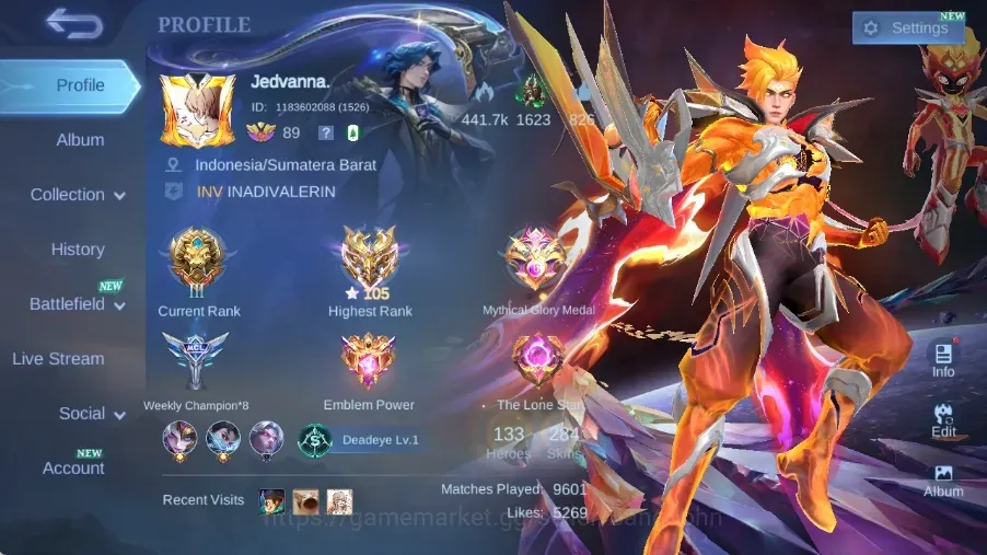 Mobile Legends: Bang Bang Accounts Collector Global|Skin 284|Renowned|Sanrio Floryn,KFP Thamuz,PRIME Claude,Collector 1