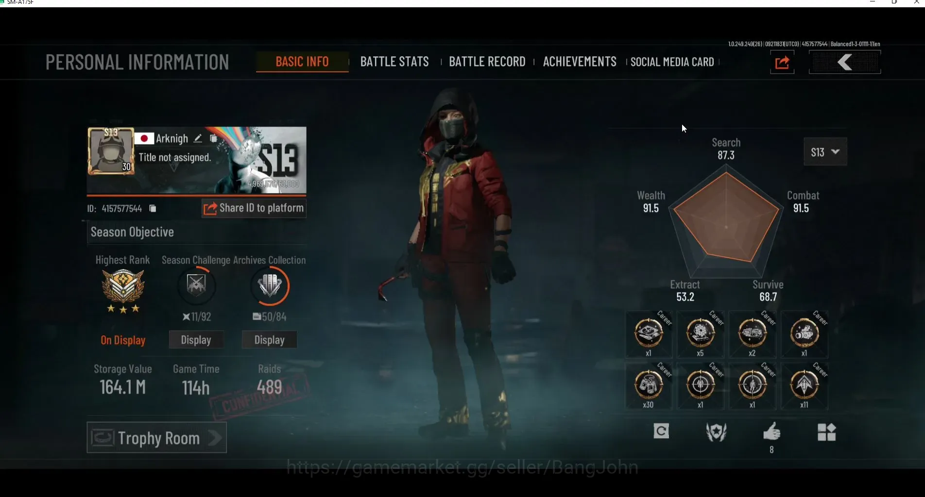Arena Breakout Accounts High Value Mobile|LV 30|SV 164,1M|CV 105M| Exclusive MG M416,X-Ray FAL,Ba T951,BG LR-AR1 | TTM 1