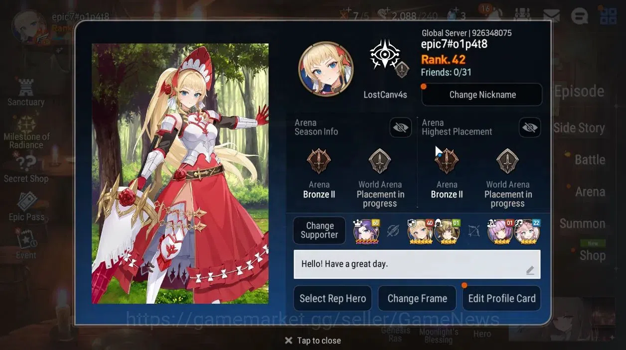 Epic Seven Accounts Global|UnVerif|NewEra|3 ML[Salome,E Ilynav,A Tywin image 2