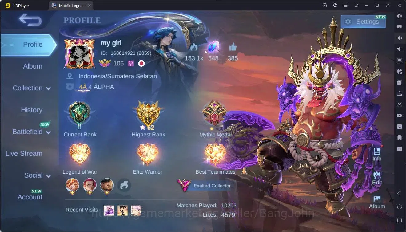 Mobile Legends: Bang Bang Accounts Global|Hero 133|Skin 440|Exalted|Legend Franco,Les image 1