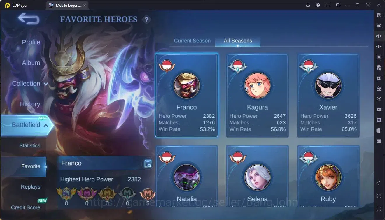 Mobile Legends: Bang Bang Accounts Global|Hero 133|Skin 440|Exalted|Legend Franco,Les image 4