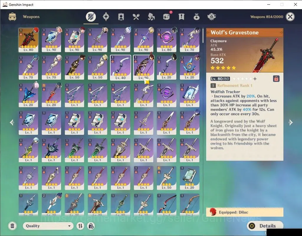 Genshin Impact Accounts ASIA|AR 56|7 Limited+1(*5Weapon)|Skirk,Flins,Yelan image 5