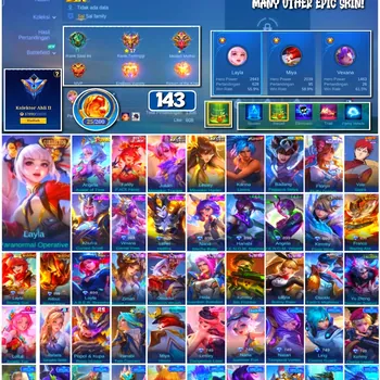 Mobile Legends: Bang Bang Accounts #4334 143 Skins | Karina Leona (KOF) | Badang Pegasus Seiya (SAINT SEIYA) | Vale Gaara