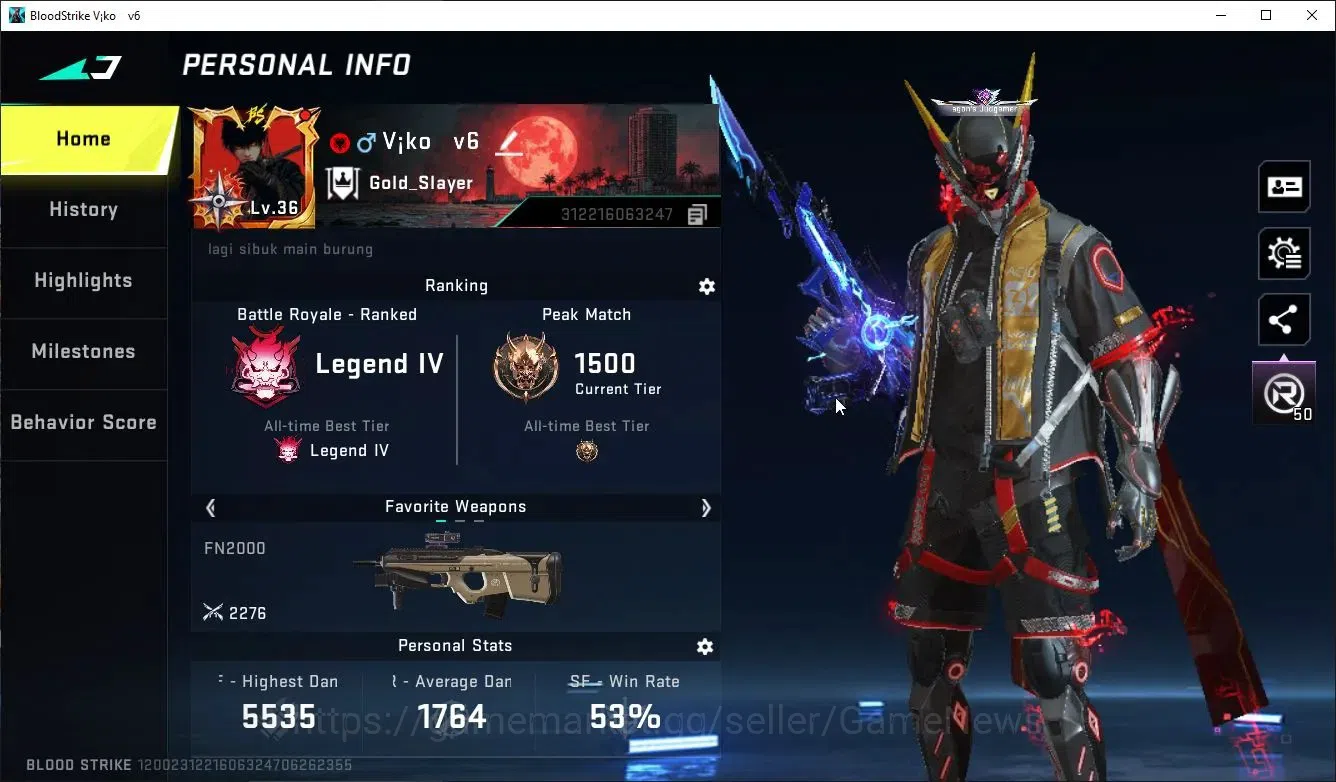 Blood Strike Accounts ASIA|COLLAB 7DS Karl98,QBZ95-Darkness|9 ULTRA[Etha image 2