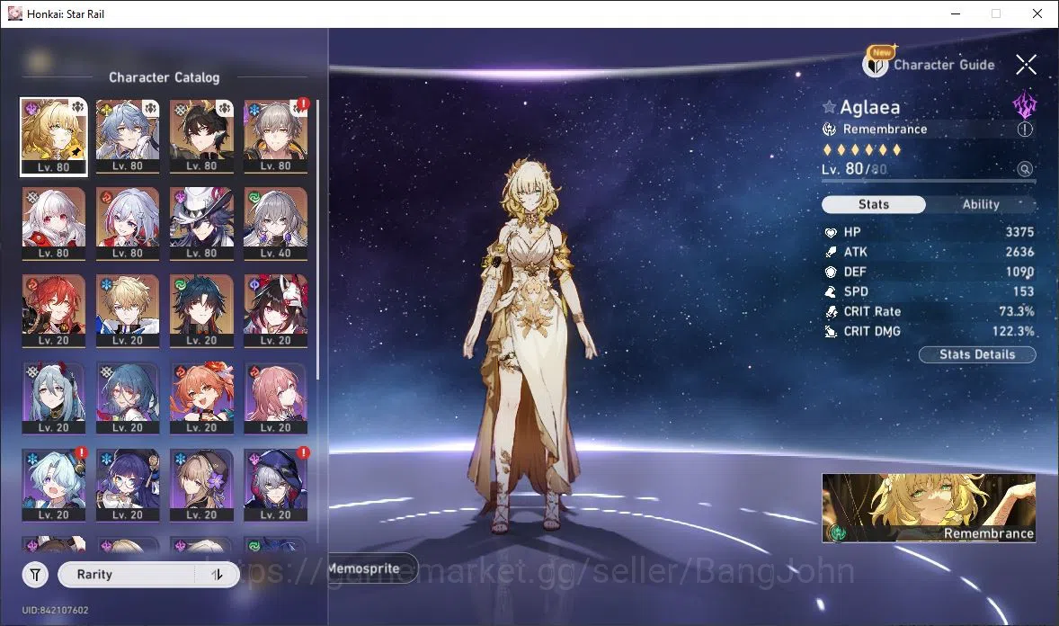 Honkai Star Rail Accounts Others [ASIA] TL 65 | 8 Limit | Aglaea | Sunday | Dan Heng | Ashveil | Blade | Sparkle | Detail 3