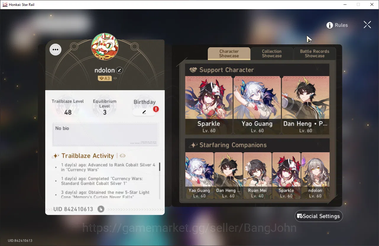 Honkai Star Rail Accounts ASIA | Yao guang sign, sparkle, dan heng, ruan mei image 2