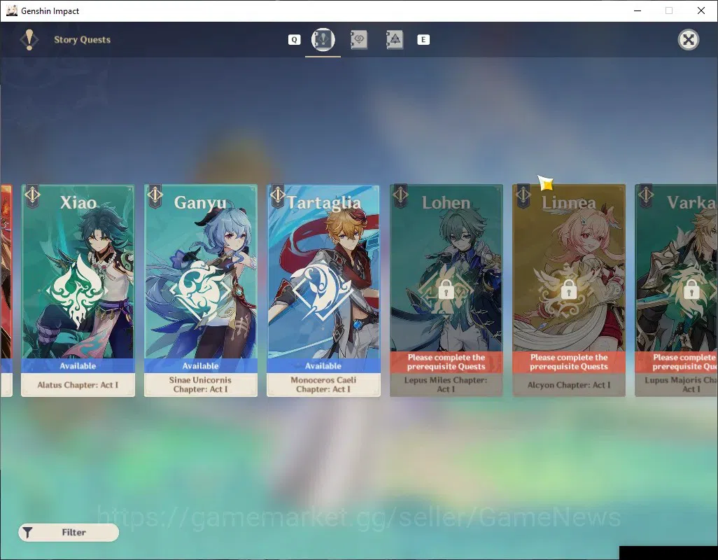 Genshin Impact Accounts Others ASIA|AR 52|3 Limited+2(5*Weapon)|,Kamisato Ayaka,Furina,Arlecchino|Standart Jean,Qiqi|Male 20