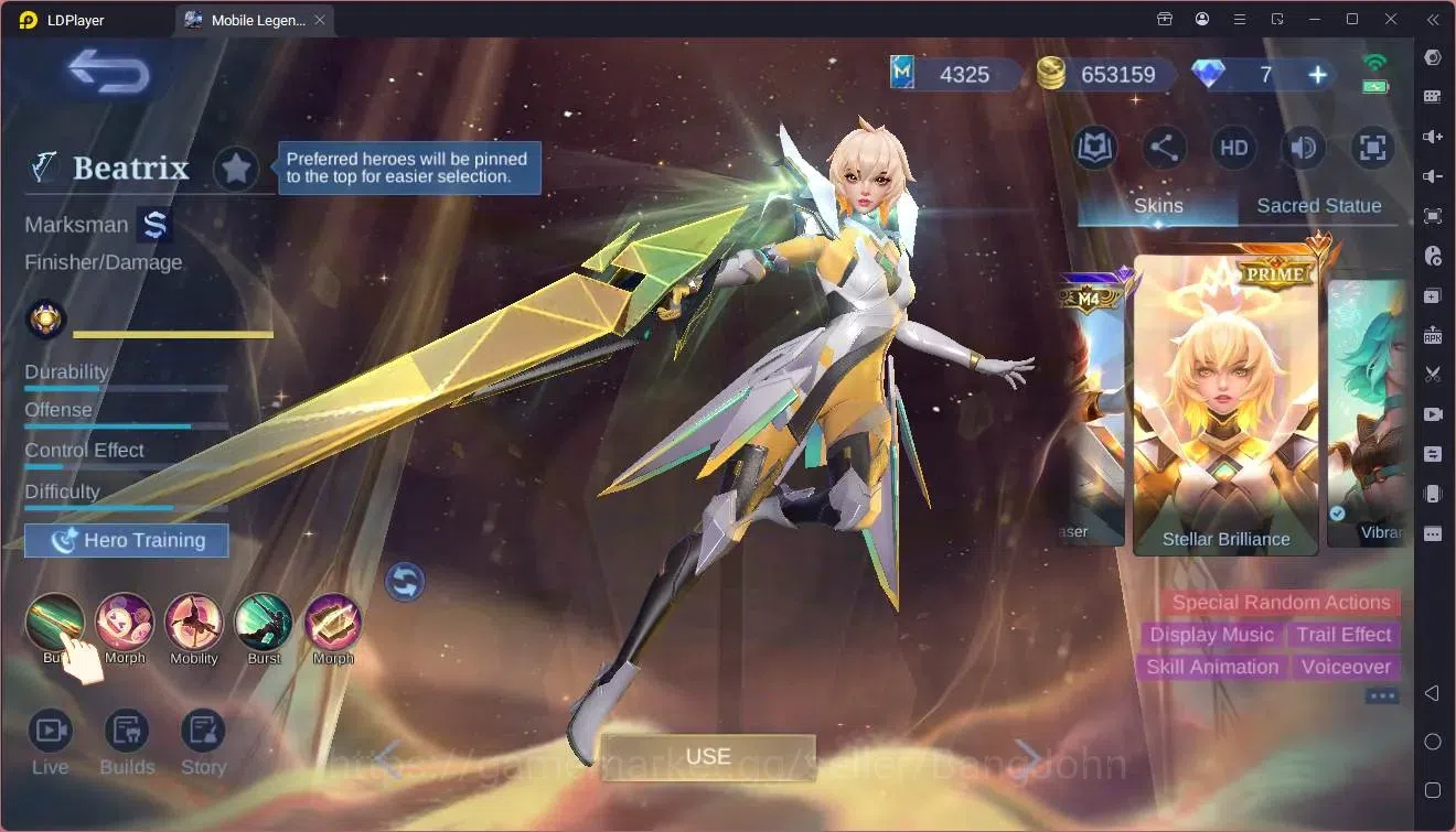 Mobile Legends: Bang Bang Accounts Global|Hero 132|Skin 315|Renowned|Prime Beatrix,YZ image 9