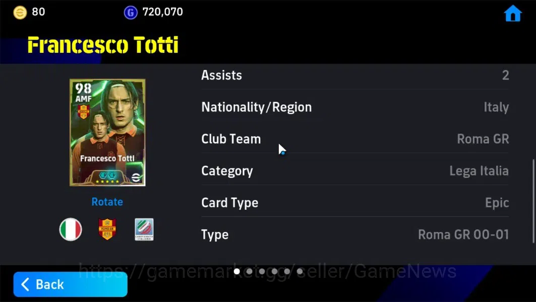 eFootball Accounts Android|Epic Gianfranco Zola,Francesco Totti,Dirk image 13