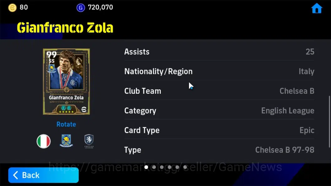 eFootball Accounts Android|Epic Gianfranco Zola,Francesco Totti,Dirk image 8