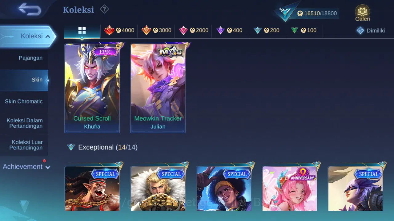 Mobile Legends: Bang Bang Accounts GLOBAL Hero 66 Skin 92 | Dtamer Valir Kimmy | Epic image 3