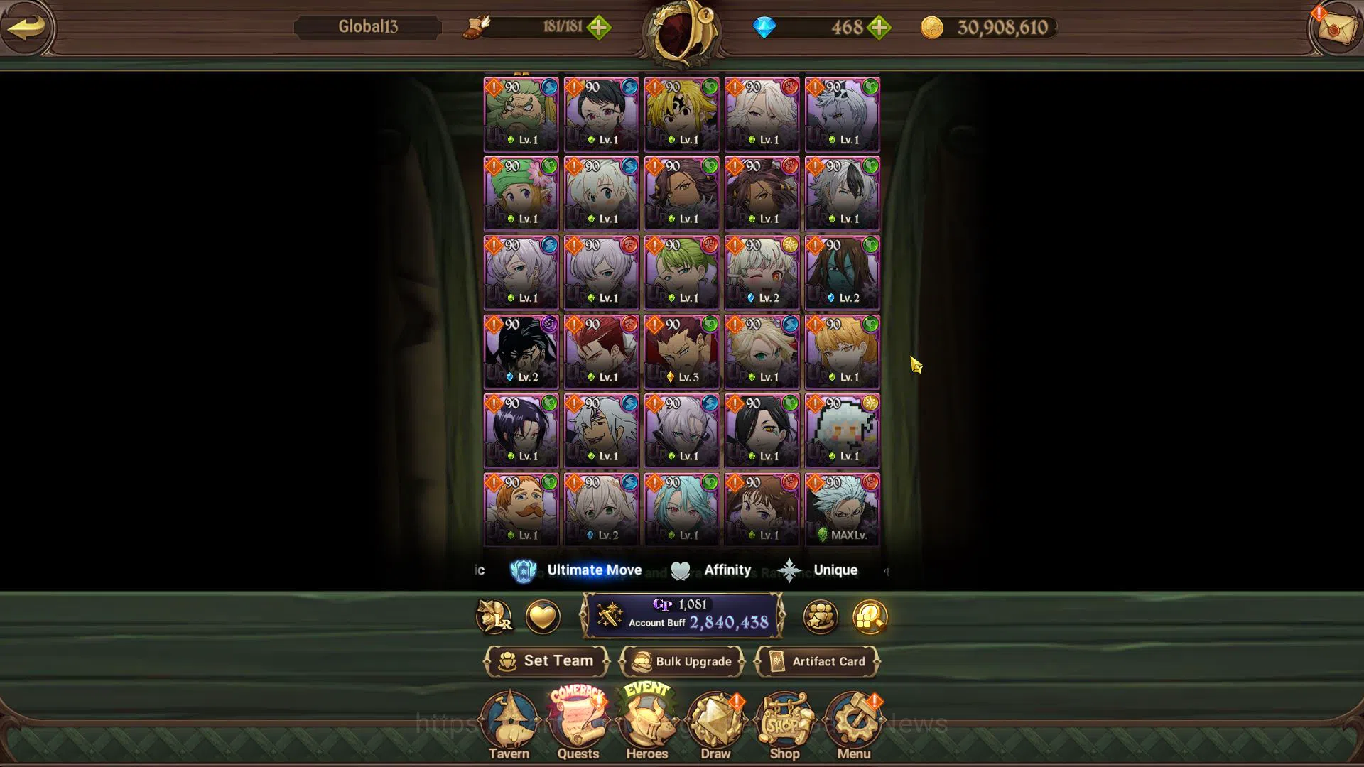 The Seven Deadly Sins: Grand Cross Accounts Midgame Global|2,8M CC|468 DM|1 LR+10 8