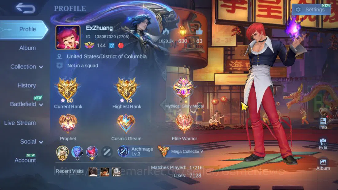 Mobile Legends: Bang Bang Accounts Hero 132|Skin 505|891 Dm|Legend(Johnson,Gusion),KO image 1