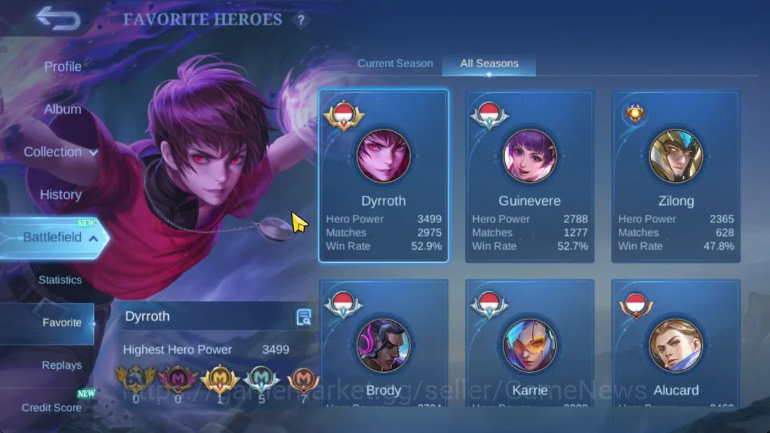 Mobile Legends: Bang Bang Accounts Hero 132|Skin 505|891 Dm|Legend(Johnson,Gusion),KO image 4