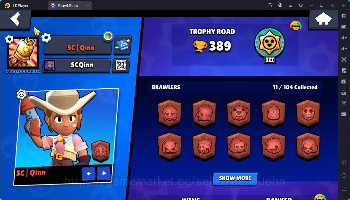 Brawl Stars Accounts Global |Trophy 389| 11 Brawler|1 Max hypercharge(Rico)|1060 Bling|50 Gems|1 S Rare,2 Epic Skins 2