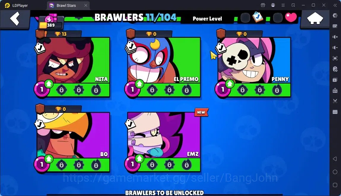 Brawl Stars Accounts Global |Trophy 389| 11 Brawler|1 Max hypercharge(Rico)|1060 Bling|50 Gems|1 S Rare,2 Epic Skins 6