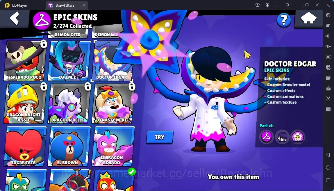 Brawl Stars Accounts Global |Trophy 389| 11 Brawler|1 Max hypercharge(Rico)|1060 Bling|50 Gems|1 S Rare,2 Epic Skins 8