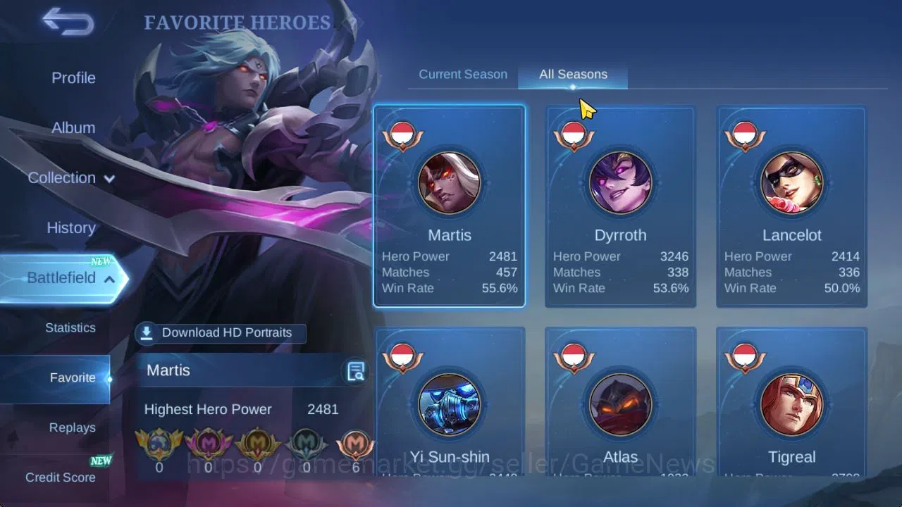 Mobile Legends: Bang Bang Accounts Hero 132|Skin 191|High Glory 65|CC Natalia,LB[Hari image 5