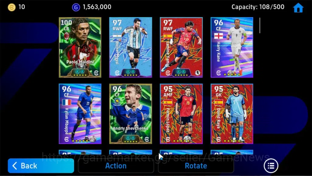 eFootball Accounts Legends & Iconic Players Android|Epic Paolo Maldini,Gerrard,Andriy S,ShowTime TFFC26 Messi,Lamine 4