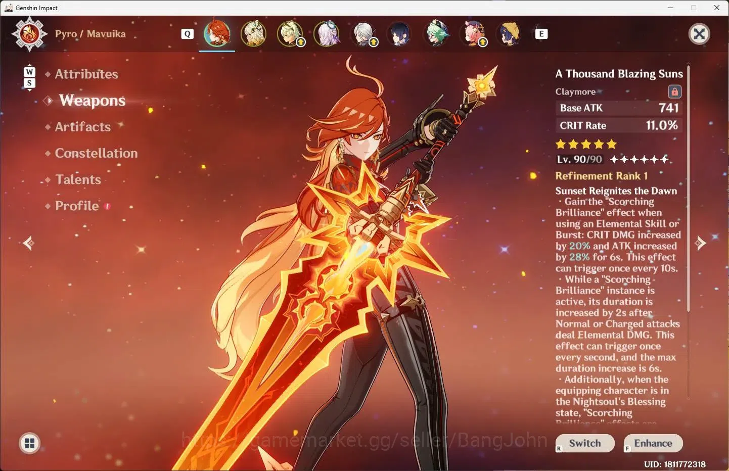 Genshin Impact Accounts ASIA|AR 55|5 Limit+1 Sign |Mavuika,Xilonen,Citlali image 4