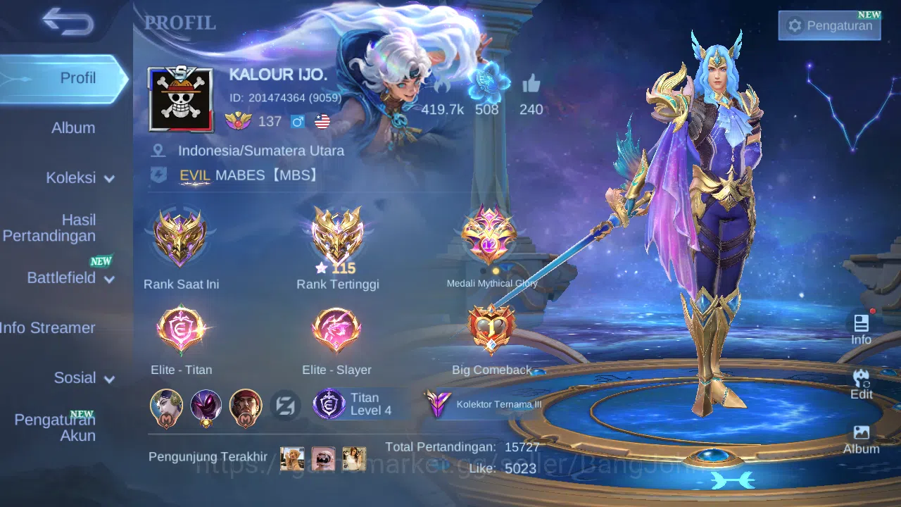 Mobile Legends: Bang Bang Accounts Hero 131 Skin 303 | Zodiac Lance | KOF Karina | CC image 15