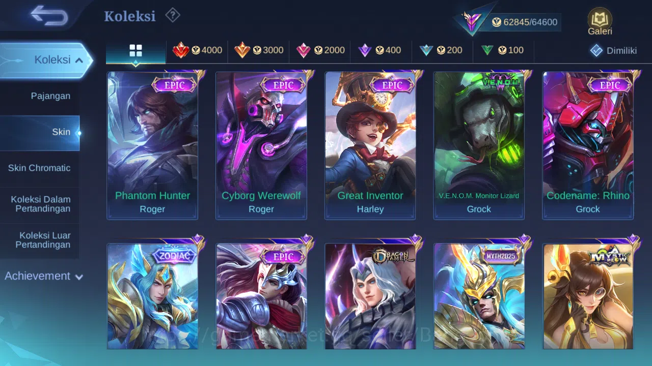 Mobile Legends: Bang Bang Accounts Hero 131 Skin 303 | Zodiac Lance | KOF Karina | CC image 5
