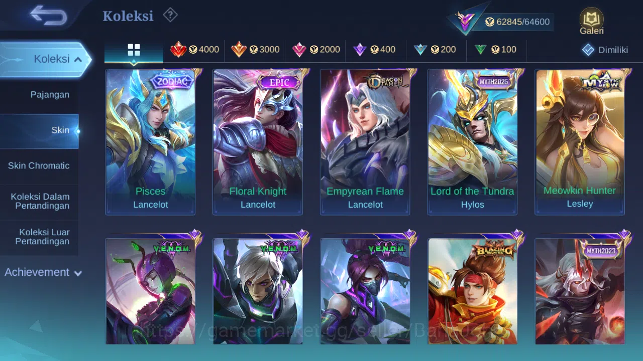 Mobile Legends: Bang Bang Accounts Hero 131 Skin 303 | Zodiac Lance | KOF Karina | CC image 6