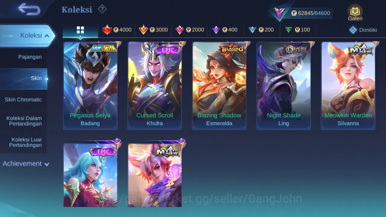 Mobile Legends: Bang Bang Accounts Hero 131 Skin 303 | Zodiac Lance | KOF Karina | CC image 8