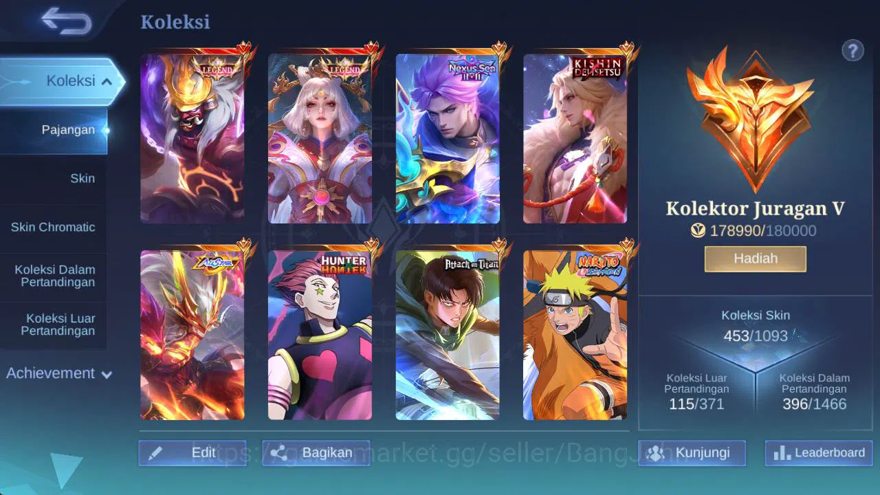 Mobile Legends: Bang Bang Accounts skin 453, hero 131, Legend(franco,lunox),saiyagold image 2