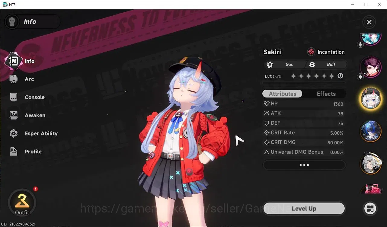 Neverness to Everness Accounts GLOBAL EU|HL 3| 4 SSR [Nanally,Hathor A1,Sakiri,Daffodill] |5 SR [Adler,Haniel]|275 2
