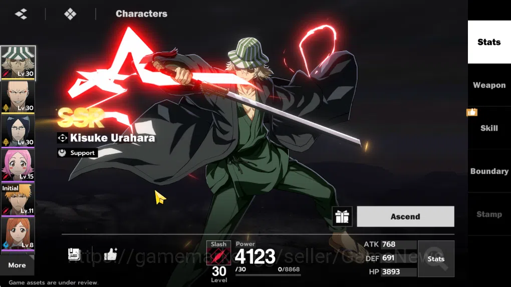BLEACH: Soul Resonance Accounts Nuverse SEA Lv12 |2 SRR(Kisuke Uraha & Ikkaku Mada image 2