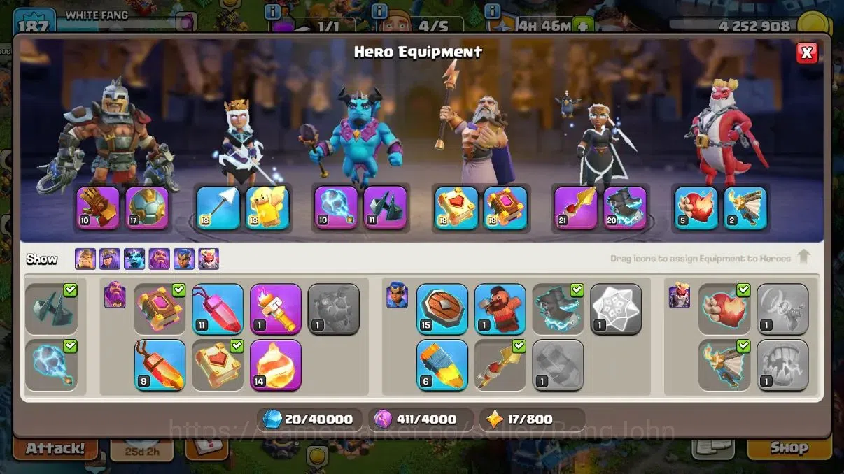 Clash of Clans Accounts Global | TH 15-BH 9|LVL 187|HH 9|9 Skins (2Legenda image 8