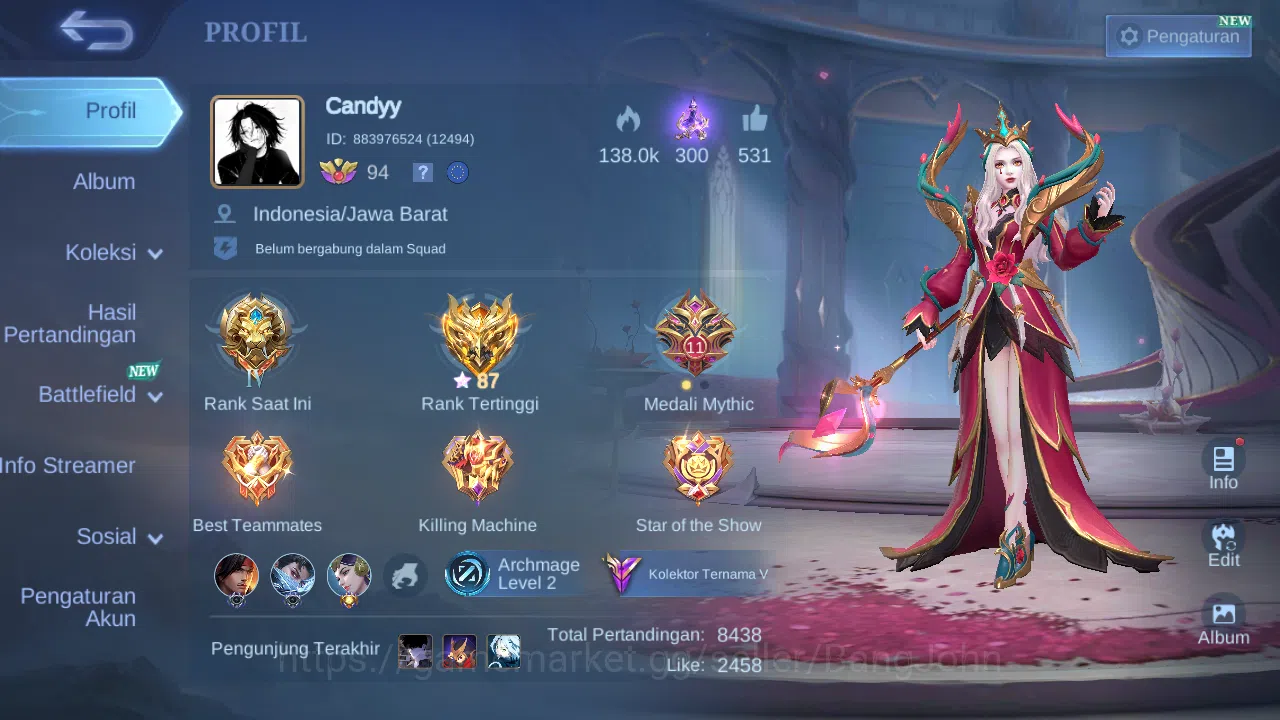 Hero 131 | skin 243 | cc natalia | lightborn tigreral | epic gatotkaca | epic zilong epic moskov | saber johnson | epic vexana | ML311B Mobile Legends: Bang Bang Others Hero 131 | skin 243 | cc natalia | lightborn tigre image 1