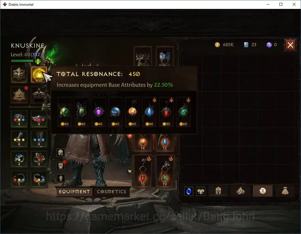 Diablo Immortal Accounts Mid-Tier SEA - Izual | 60 (352) Druid-Maledictor | CR 26k | Reso 450 | Hell 3 | Varog Lv 30 | CS ON 10