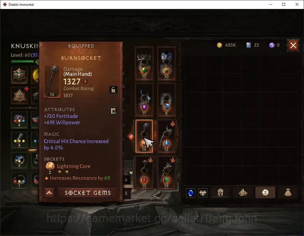 Diablo Immortal Accounts Mid-Tier SEA - Izual | 60 (352) Druid-Maledictor | CR 26k | Reso 450 | Hell 3 | Varog Lv 30 | CS ON 12