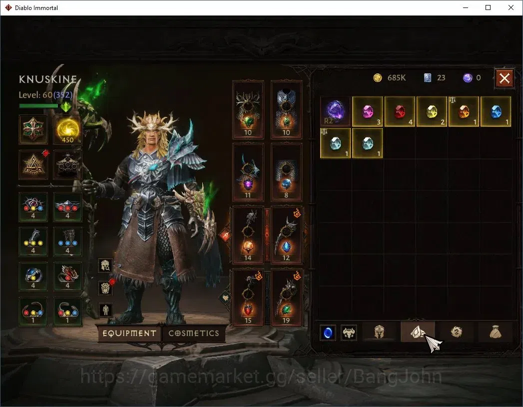 Diablo Immortal Accounts Mid-Tier SEA - Izual | 60 (352) Druid-Maledictor | CR 26k | Reso 450 | Hell 3 | Varog Lv 30 | CS ON 15