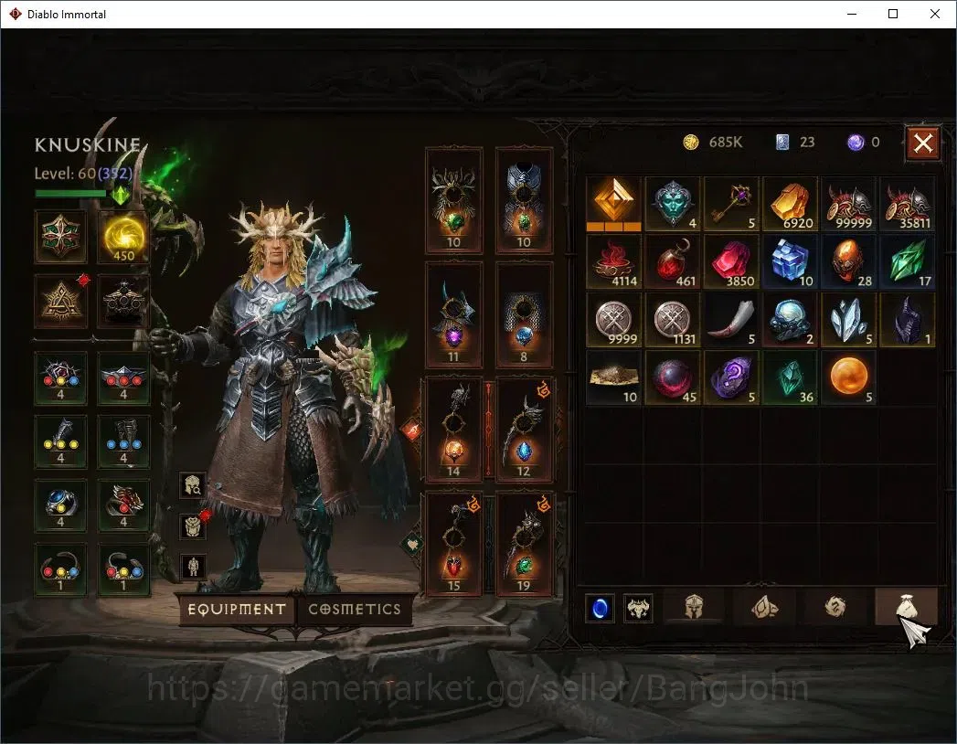 Diablo Immortal Accounts Mid-Tier SEA - Izual | 60 (352) Druid-Maledictor | CR 26k | Reso 450 | Hell 3 | Varog Lv 30 | CS ON 16