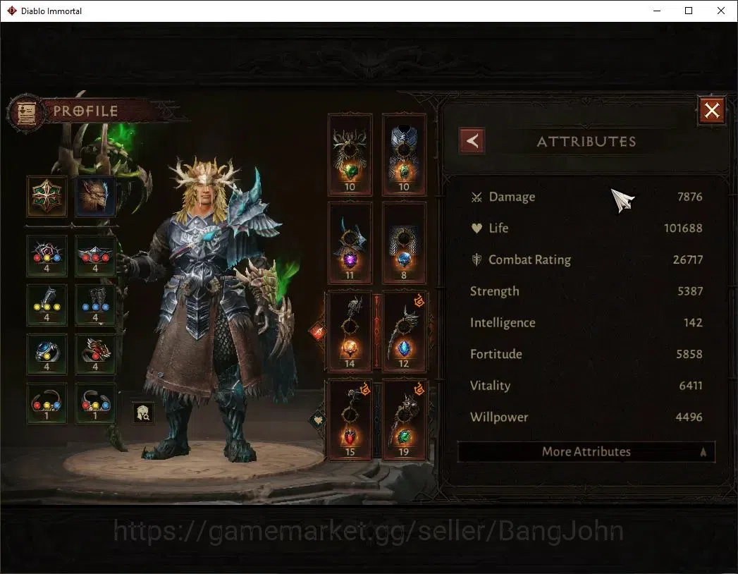Diablo Immortal Accounts Mid-Tier SEA - Izual | 60 (352) Druid-Maledictor | CR 26k | Reso 450 | Hell 3 | Varog Lv 30 | CS ON 4