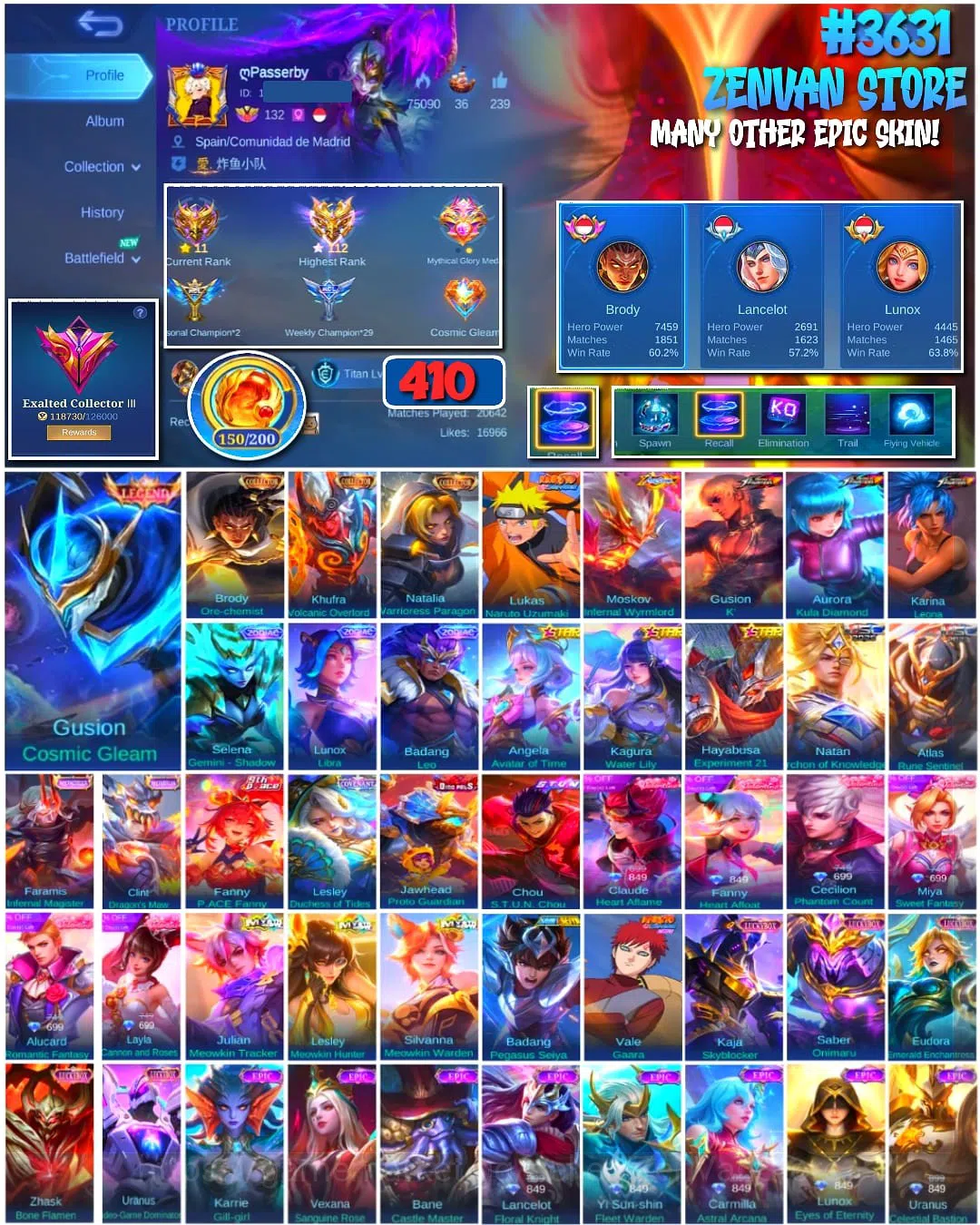 Mobile Legends: Bang Bang Accounts #3632 348 Skins | Legend Alucard | 5 Collectors |  image 2