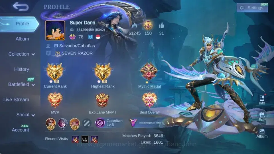 Mobile Legends: Bang Bang Accounts Global|Skin 244|Renowned|KOF Karina,Collector Nata image 1