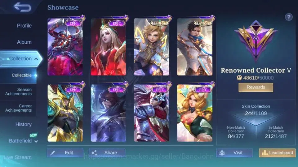 Mobile Legends: Bang Bang Accounts Global|Skin 244|Renowned|KOF Karina,Collector Nata image 2